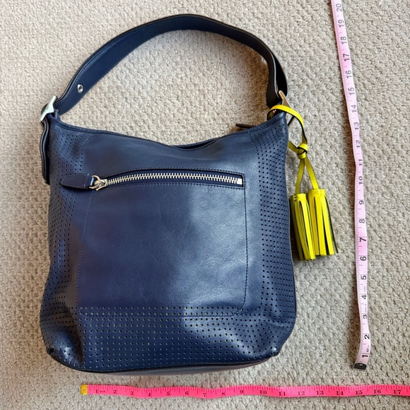 Coach Legacy Perforated Shoulder Hobo Purse in Navy Blue Bag with
